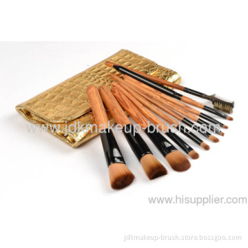 New Fashion 10pcs Makeup Brush Kit Brushes With Gold Shinny Pouch 